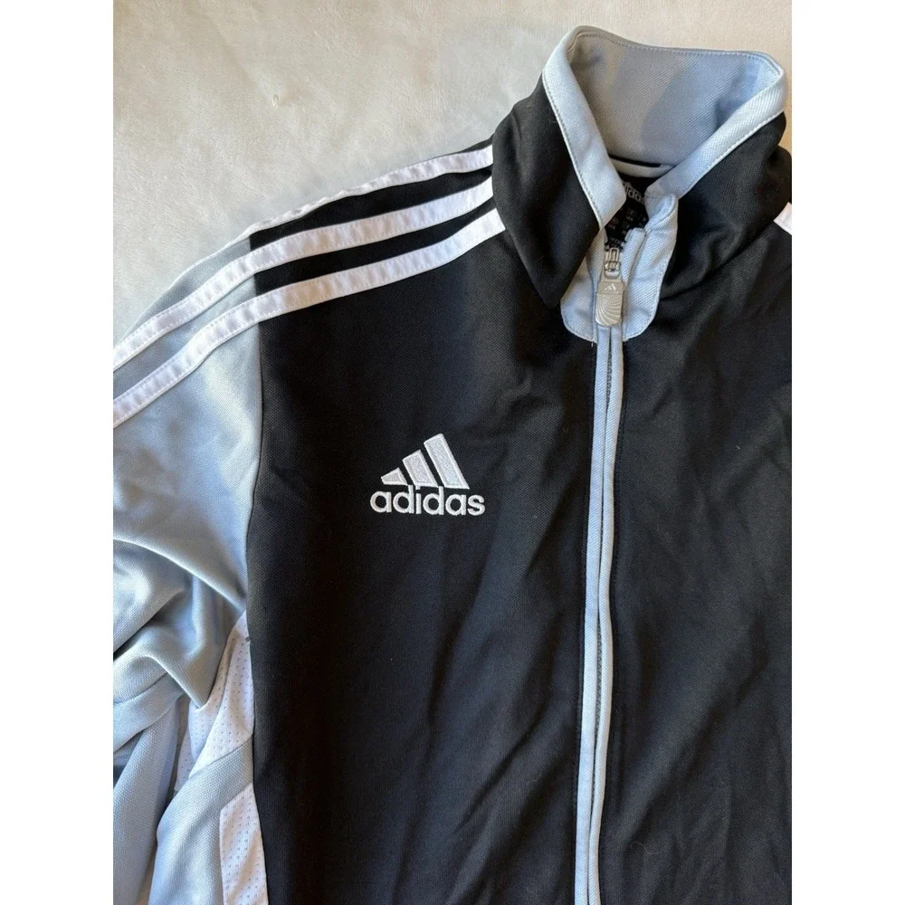 Adidas Boys 13-14y Black Grey Climacool Track Jacket Size L Full Zip Performance